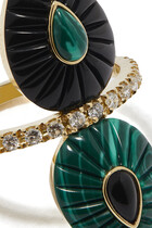 Bond Street Ring, 18k Yellow Gold with Diamond & Malachite